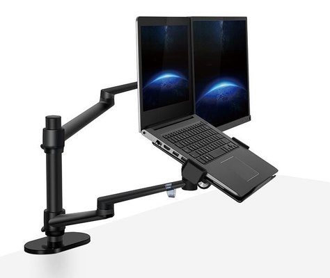 Chiny Czarny stojak na notebooka LCD / Podwójny komputer Podstawka do podnoszenia Obrót Wspornik dostawca